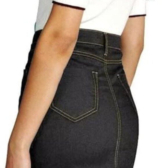 Womens Super Comfy Perfect Fit Stretch Denim Skirt SKS22881 BLACK - Picture 2 of 5